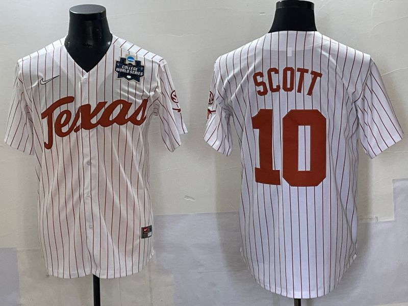 Men Texas Longhorns #10 Scott White stripe Nike joint Name NCAA 2025 Jersey style 17